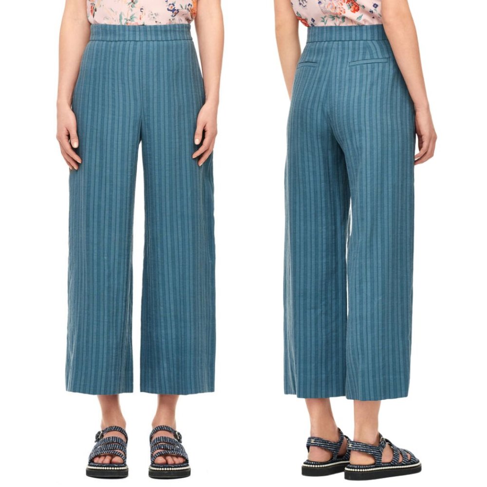 REBECCA TAYLOR Textured Stripe Wide Leg Crop Pant